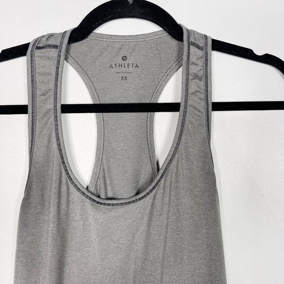 Athleta XSmall XS Gray Heather Chi Tank Top Scoop Neck Racerback Workout Stretch - Picture 3 of 9